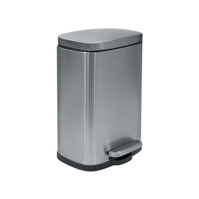 Spirella - Poubelle de Salle de Bain à Pédale AKIRA - Acier Inoxydable Haut de Gamme - Fermeture Silencieuse Easy-Close - Argent Satiné - 5L