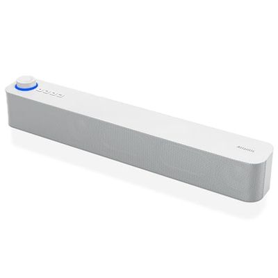 ATLANTIS Soundbar PC 20W, Casse PC, Jack 3.5mm + Bluetooth 5.3 per Smartphone, FireTV, Giradischi,batt. 2400mhA, Radio FM, Altoparlante PC,Portatile, TV,Smartphone Dim 420x60x74 mm Bianca P003-C0820-B