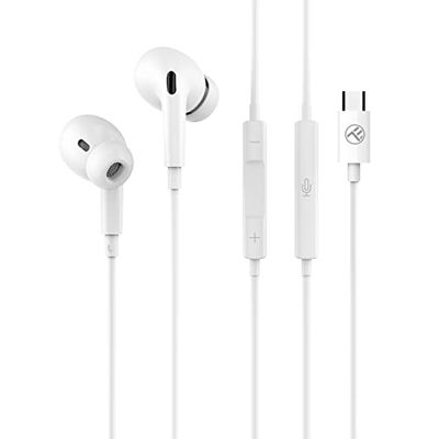 TELLUR Attune In-ear hoofdtelefoon, USB-C-aansluiting, ergonomisch design, microfoon in lijn en afstandsbediening, kabellengte 1,2 m, wit