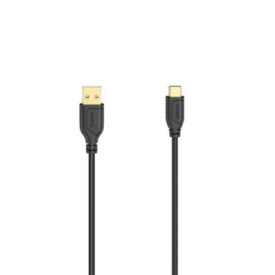 Hama Cavo USB-C 'Flexi-Slim' (USB 2.0, 480 Mbit/s, 0.75 m, per PC, computer, Macbook, Tablet, Smartphone, Power Pack, altoparlante, gamepad, garanzia 10 anni) Nero