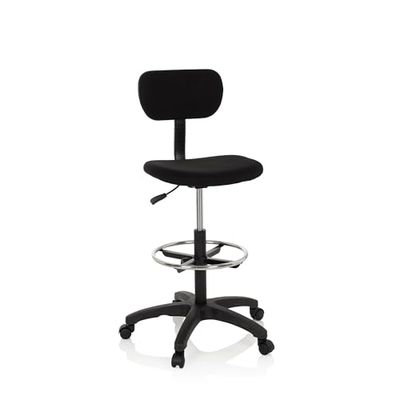 hjh OFFICE 671004 siège Technique/Tabouret de Travail Top Work 05 Tissu Noir