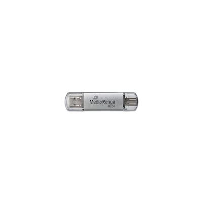 MediaRange USB 3.2 Gen 1 - Memoria USB 3.2 (512 GB, con USB-A y USB-C, con Tapas Protectoras), Color Plateado