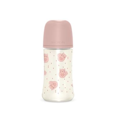Suavinex, SX Pro Fysiologische fles 270 ml, fles met anti-koliek ventiel, medium doorstroomfles (M), voor baby's vanaf 3 maanden, Bonhomia, roze
