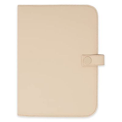 DUFFI BABY | Funda Portadocumentos de bebe recien nacido polipiel con cierre de broche - Porta Libro de Nacimiento con bolsillos - Carpeta portadocumentos tamaño estandar - Portadocumentos Color Beige