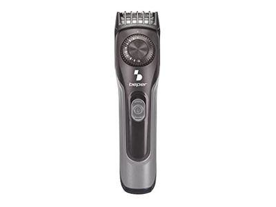 Beper 40.332 - Regolabarba ricaricabile, adatto anche per capelli, lame rimovibili in acciaio inossidabile, 20 lunghezze, ricarica con cavo USB (adattatore da parete non incluso)