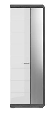 xonox.home x, matériau en Bois, façade : Blanc Brillant, Corps + Garniture Imitation Argent fumé, env. 62 x 197 x 37 cm