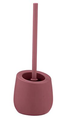 WENKO Kit d'accessoires pour WC Badi, Accessoires de Bain en céramique à Surface Mate, Brosse WC Noire INCL. avec tête de Brosse en Silicone d'un Ø de 7,5 cm, Anti-adhésive, Ø 13,5 x 38 cm, Rose