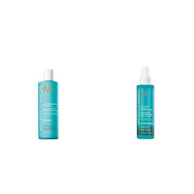 Moroccanoil Shampooing Reparateur Hydratant, 250 ml & Après-Shampooing Tout-en-un Sans Rinçage,160 ml