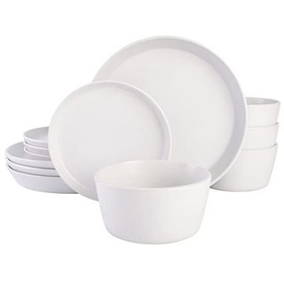 Gibson Soho Lounge Gibson, Soho Lounge Sofia Set di stoviglie da 12 pezzi, bianco opaco maculato