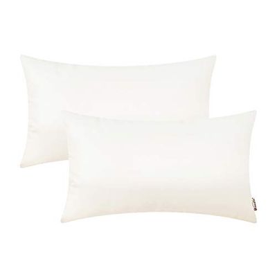 BRAWARM Juego de 2 Fundas de cojín Decorativas de Piel sintética, Fundas de cojín de Cuero sintético sólido para sofá para Sala de Estar, Cama de jardín, Color Blanco Marfil, 30 x 50 cm