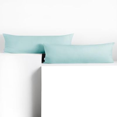 DecoKing 2 örngott 40 x 145 cm, jersey, bomull, dragkedja, ljusblå, bärnsten
