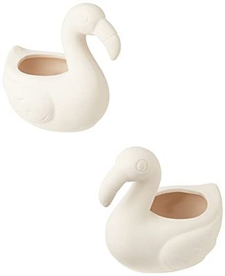 Baker Ross FE141 Flamingo keramiska blomkrukor låda med 2, målningsbar kreativ konst och hantverksprojekt för barn att tillverka, anpassa och dekorera