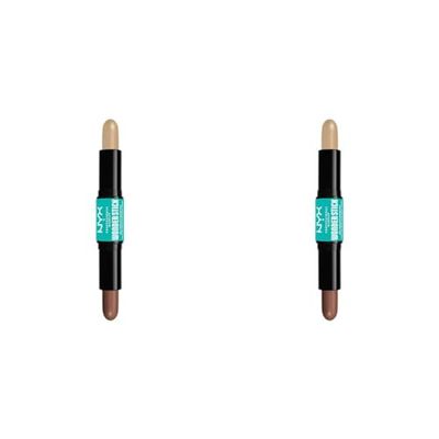 NYX Professional Makeup Highlight & Contour Stick, Dual-Ended Contour Stick, Shapes and Brightens, Blendable & Vegan, Wonder Stick, Universal Light (Pack of 2)