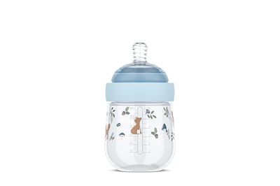 Mepal - Babyfles Mio Little Dutch - Transparante dop voor opslag - Anti-koliek babyflessen - Spiraalvormig ontwerp voorkomt verstoppingen - Medische siliconen - 165ml - Forest Friends