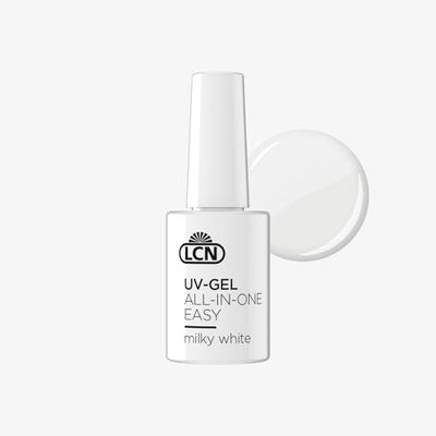 LCN Gel UV All in One Easy Milky White – Gel UV 3 in 1 – per una presa ancora migliore – Adesione, costruzione e sigillatura – Vegano, senza sperimentazione animale e senza HEMA – 10 ml