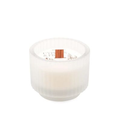 Paddywax Holiday Candles Cypress & Fir Frosted Glass Wood Wick Luxury Artisan Scented Candle, 141g, White