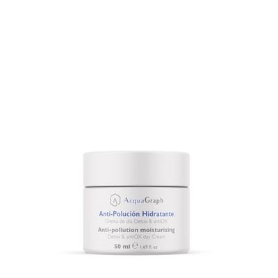 ACQUAGRAPH® Crème de jour Détox et antiOX aux ingrédients d'origine naturelle, Anti-pollution, Crème hydratante visage femme raffermissante. Crème Adaptée à tous les types de peau.
