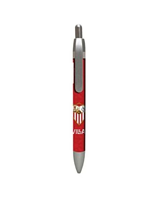 Sevilla FC - 1 mm kulspetspenna, Sevilla FC-skölddesign, skrivmaterial, röd färg, officiell produkt (CyP-märken)