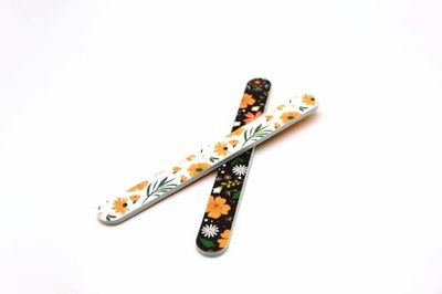 Aurore Beauté – Duo Files – Printed Design – Double-Sided – Manicure Tool Accessories – 2 Pieces – Flower Design