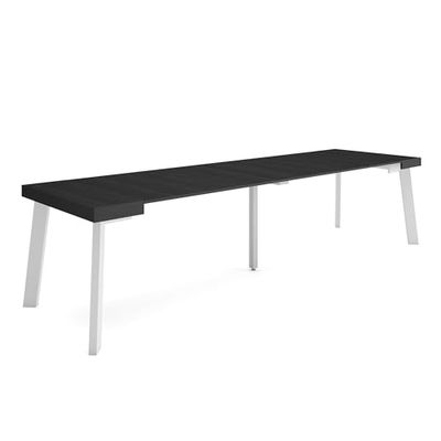 Skraut Home | Mesa Consola Extensible | Mesa Comedor Plegable | 300 | para 14 comensales | Patas de Madera | Estilo Moderno | Negro