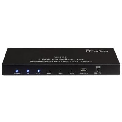 FeinTech VSP01401 HDMI 2.0 Splitter 1x4 distribuidor 4 vias UHD 4K@60Hz YUV 4:4 HDR EDID 18 Gbps