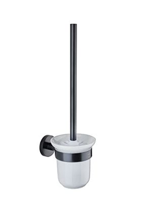 STROHM TEKA brush holder, Metal tempered glass, black, Medio