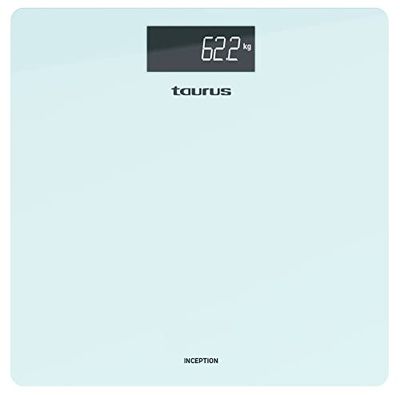 Taurus Inception Digital badvåg, slim-design, 28x28 cm, extremt robust härdat kristall, kg/lb, lättläst displayskärm, max 180kg/min 3 kg, halkfria fötter, blå