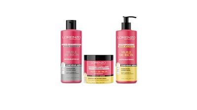 Lorenzo - PACK COMPLETO - Champú, Acondicionador y Mascarilla Capilar Aceite de Ricino - 3x500 ml