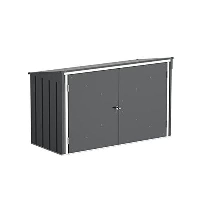 Duramax abri pour poubelles pour 3 avec ouverture par le haut et portes doubles verrouillables, abri de jardin en métal, cachettes pour poubelles, Abri pour poubelles, 214x101x133 cm, anthracite