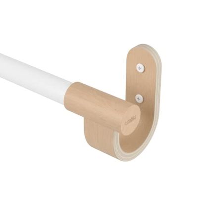 Umbra Bellwood Bastone per Tende Estensibile, 2,5 cm, 107 – 305 cm, 2 Punte, staffe da Parete e Materiale di Fissaggio Inclusi, Legno, Bianco/Naturale, 107-305 cm
