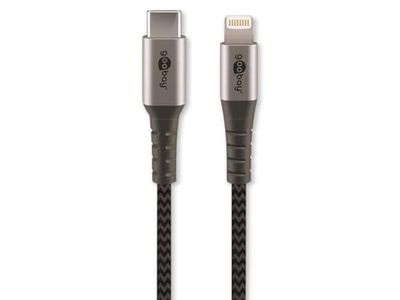 goobay Câble Lightning Apple - Certifié MFi - Câble textile premium extra-résistant avec connecteurs métalliques - USB-C vers Lightning - 0,5m