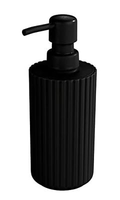 Allstar Distributeur de savon Minas noir - Distributeur de savon liquide Capacité: 0.28 l, Polypropylène, 7 x 18 x 7 cm, Noir