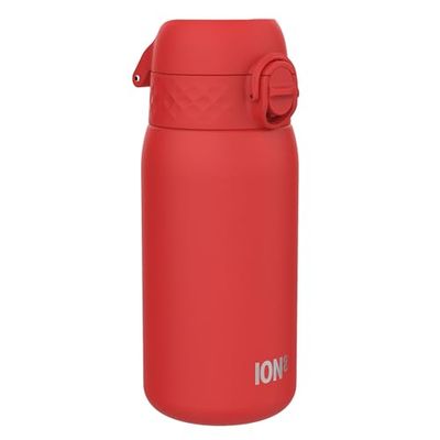 ION8 Borraccia Termica in Acciaio Isolato, 320ml, a Prova di Perdite, Facile da Aprire, Serratura Sicura, Lavabile in Lavastoviglie, Maniglia per il Trasporto, Facile Pulizia, Durevole, Rosso