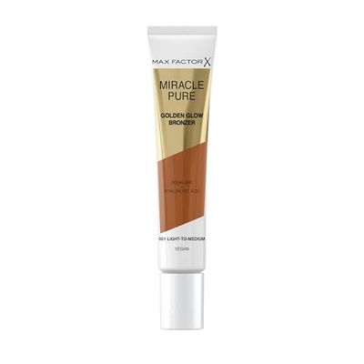 Max Factor Miracle Pure Golden Glow Bronzer, Light to Medium, Terra in Crema, Formula Cremosa e Vegana, Squalane & Acido Ialuronico, 15ml