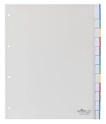 Durable 683119 Extra Wide A4 Portrait Index Set with 10 Division Sheets for Punched Pockets - Transparent