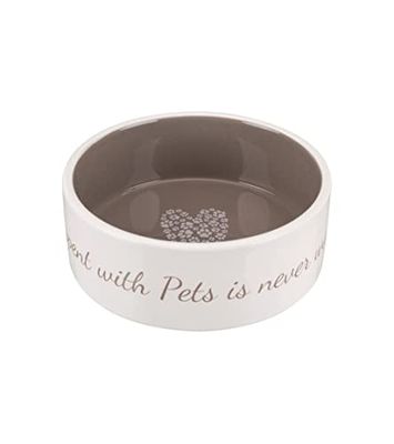 TRIXIE Mangiatoia in ceramica con cuore crema-Taupa per piccoli animali, diametro 16 cm, 0,8 l