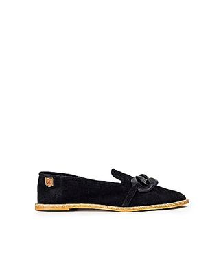 POPA Mocassin Snapper Ornamno zwart splitleer dames 39 EU, Zwart, 39 EU