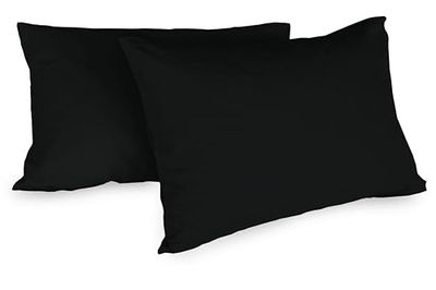 Zer0bed, Par örngott i bomull 52 x 80 cm, svart, set om 2, enfärgad, 100% bomull, sängkudde, kuvert stängning