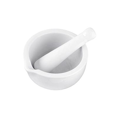 Fackelmann Argamassa de cozinha de cerâmica, para TriSJFS Alho, pimenta, salsa, especiarias, molhos e molhos, cor branca, adequada para máquina de lavar louça, 11 x 6 cm, 1 unidade
