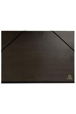 Exacompta - Réf. 548015E - 4 cartons à dessin kraft noir vernis - avec élastiques et 3 rabats - dos et coins toilés - dimensions 32 x 45 cm - format à classer A3 (297 x 420 mm) - couleur noir