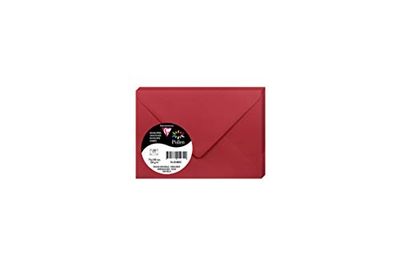 Clairefontaine 5580C - Paquet de 20 Enveloppes Gommées - Format 7,5x10cm - 120g/m² - Coloris Rouge Groseille - Invitation Evènements et Correspondance - Gamme Pollen - Papier Premium Lisse