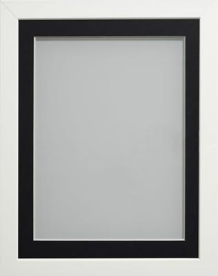 Frame Company Connolly Range White Wooden Picture Photo Frame with Black Mount, 10x8 for pic size 6x4 *Choice of Sizes*