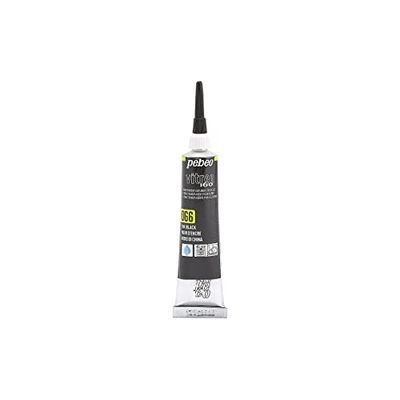 Pébéo Vitrea 160, aguarela para vidro, porcelana, metal, cerâmica, tubo de 20 ml, preto