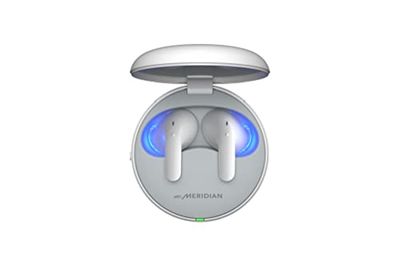 LG Electronics Auriculares Intraurales Bluetooth LG Tone Free DT90Q con Sonido Dolby Atmos, Tecnología Meridian, Cancelación Activa de Ruido ANC y UVnano+, Blanco