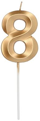 Folat 18878 Kaars Glamour Cijfer 8 Goudkleurig Metallic
