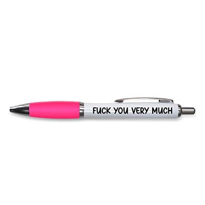 Tongue in Peach Funny Novelty Push Pen Gift | Ballpoint Pens | F You Very Much | Funny Joke Stationary | PINK - PP145