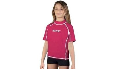 SEAC T-Sun Short Maglia Protettiva per Bambini Rash Guard per Snorkeling e Nuoto Anti UV Unisex Bambini Rosa 3 anni
