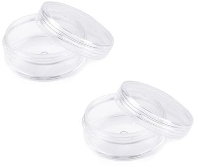 cyclingcolors 2 x plastic containers met rond deksel, transparant, herbruikbaar, voor flessen, glinsterende ring, 5 x 2 cm