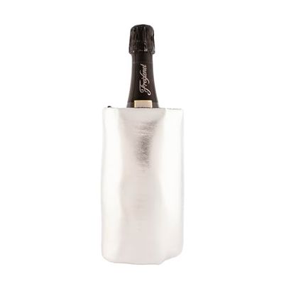 (6 Unidades) Enfriador de Vino, Champagne, Cava, Navidad, Color Plata, Cinta Antideslizamiento, 4 Capas Anticondensación, Gel 12 Compartimentos