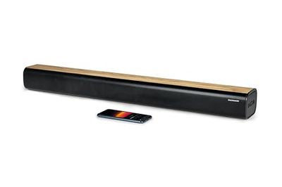 THOMSON Barre de Son Bluetooth 5.0 200W – sans Fil- Design Noir & Bois – USB, Optique, AUX, Fixation Murale – 86 cm- télécommande- SB401BT